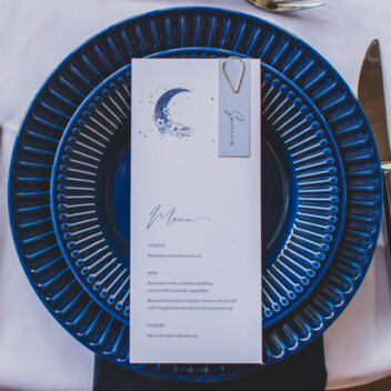 Ellie and Liv on the day celestial wedding -menu