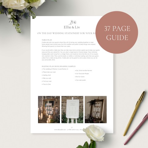 Ultimate guide to wedding stationery and wording, on the day stationery