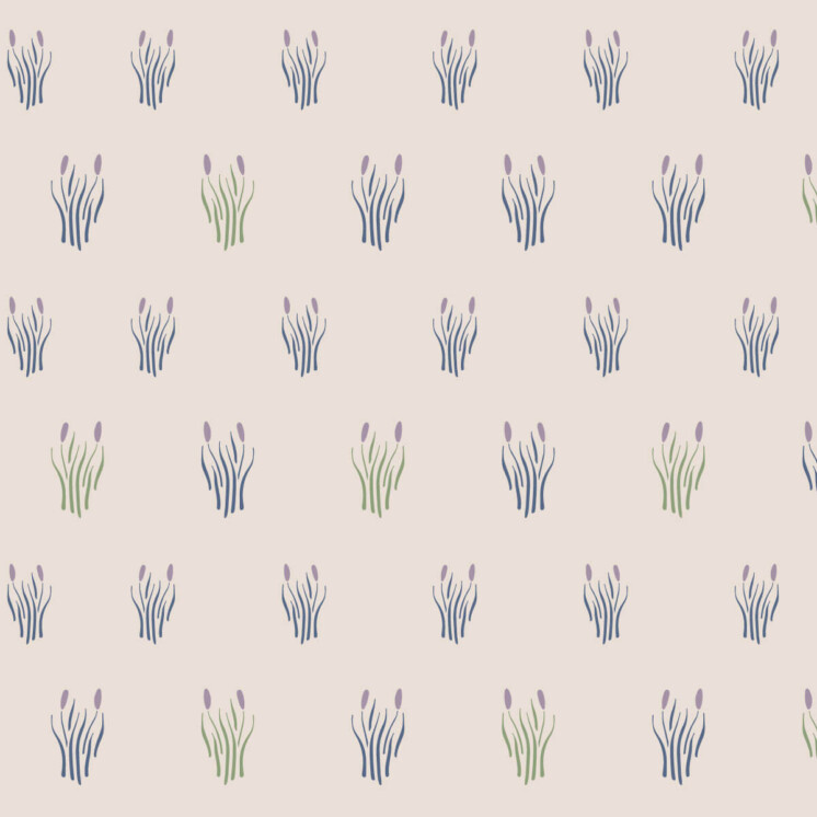 Bulrush repeat pattern part of the Riverside bloom Collection