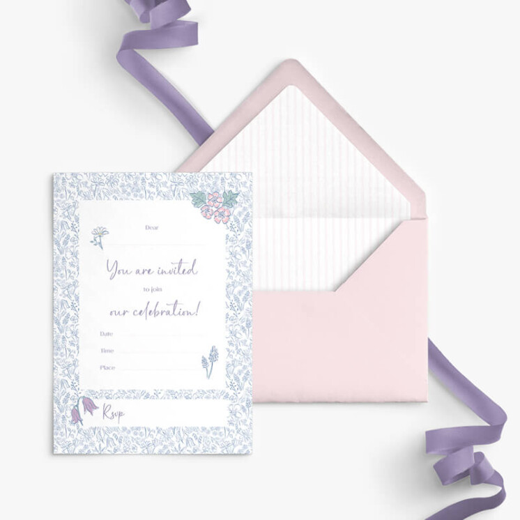 Ditsy Spring Pattern Family invitation