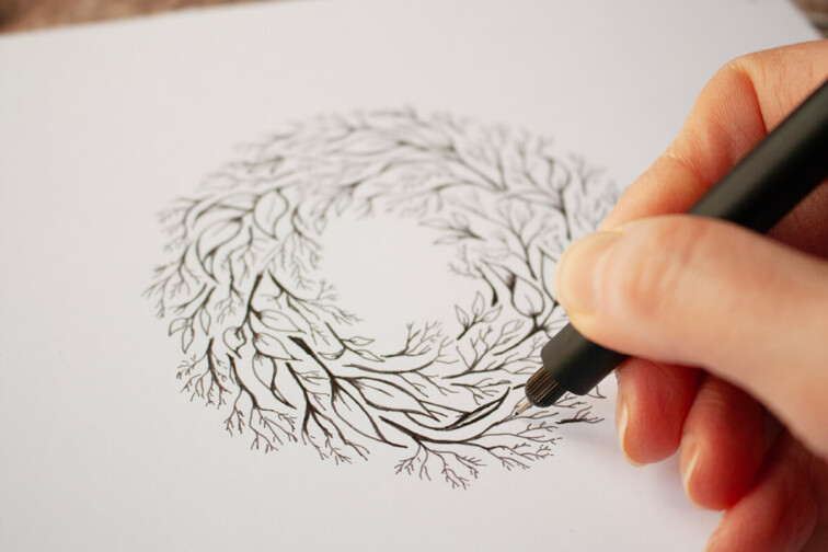 Hand drawn wreath illustration