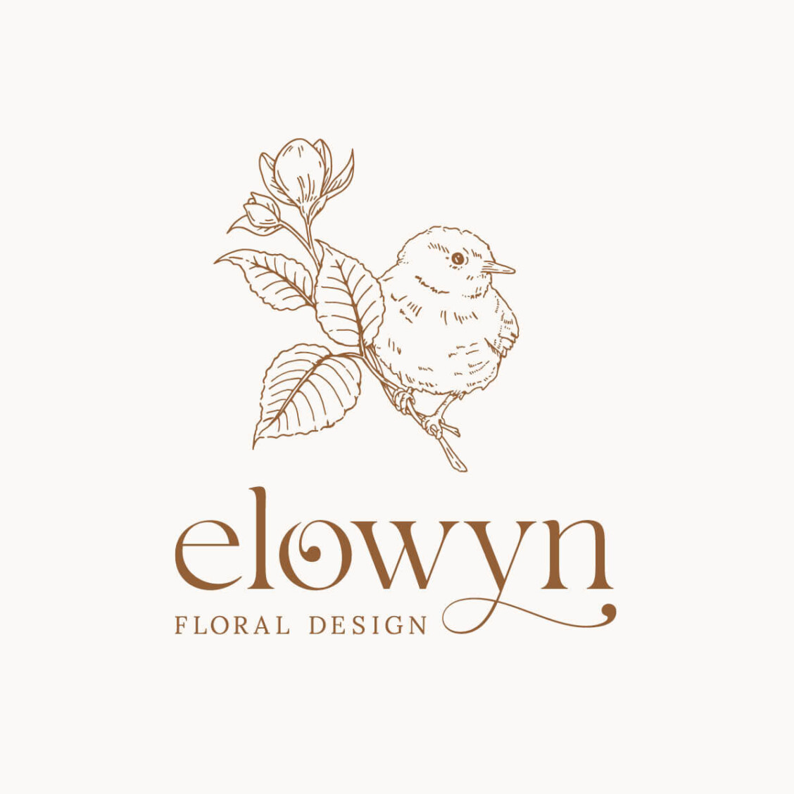 Elowyn branding by Ellie and Liv. Wren and hellebore logo