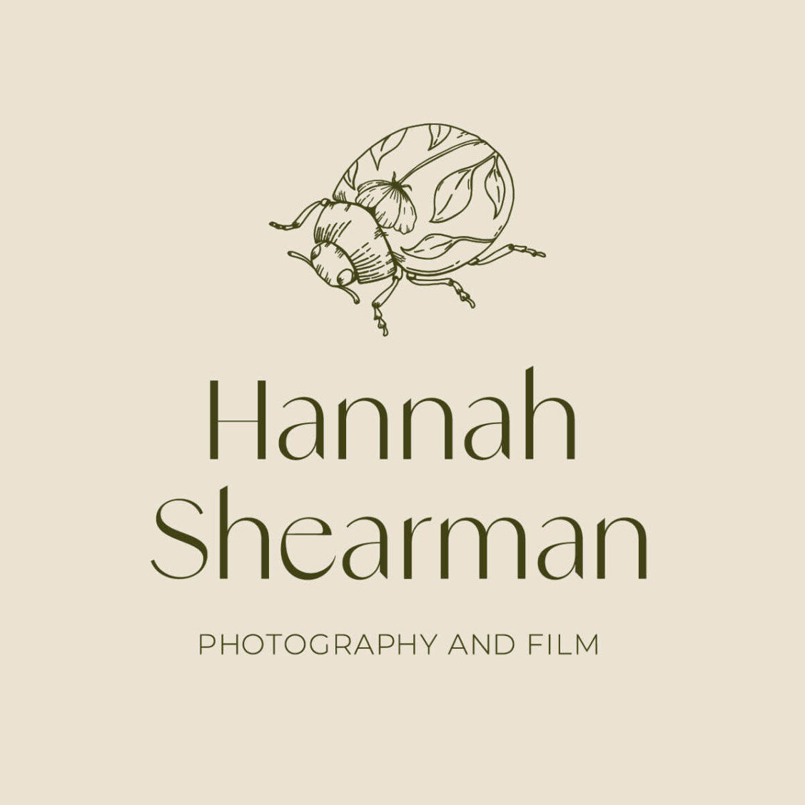 Hannah Shearman Photography branding by Ellie and Liv. Nature led ladybird logo