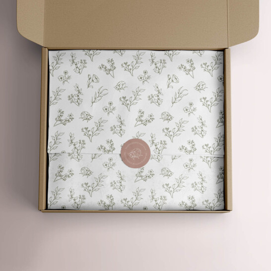 packaging design featuring Hannah’s bespoke brand pattern