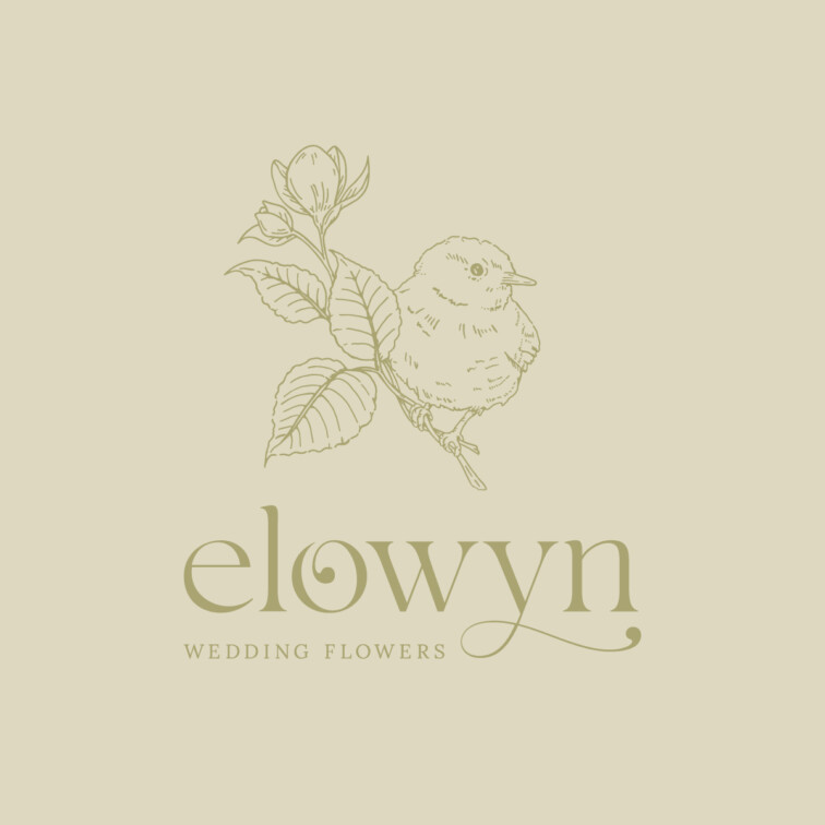 Eco-conscious wedding florist brand suite with custom illustrations and natural textures