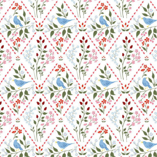 Birds and Blossom repeat Pattern