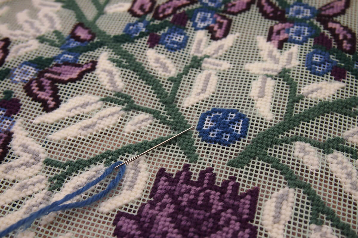 Heritage Bloom tapestry kit detail.