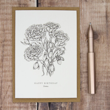January Birth Card Carnation and Snowdrop