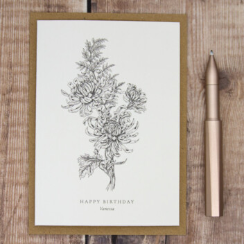 November Birth Flower Card Chrysanthemum