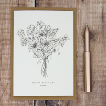 April Birth Flower Card, Daisy and Sweet Pea