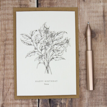 December Birth Flower Card Holly and Narcissus