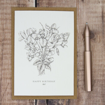 February Birth Flower Card, Iris and Violet