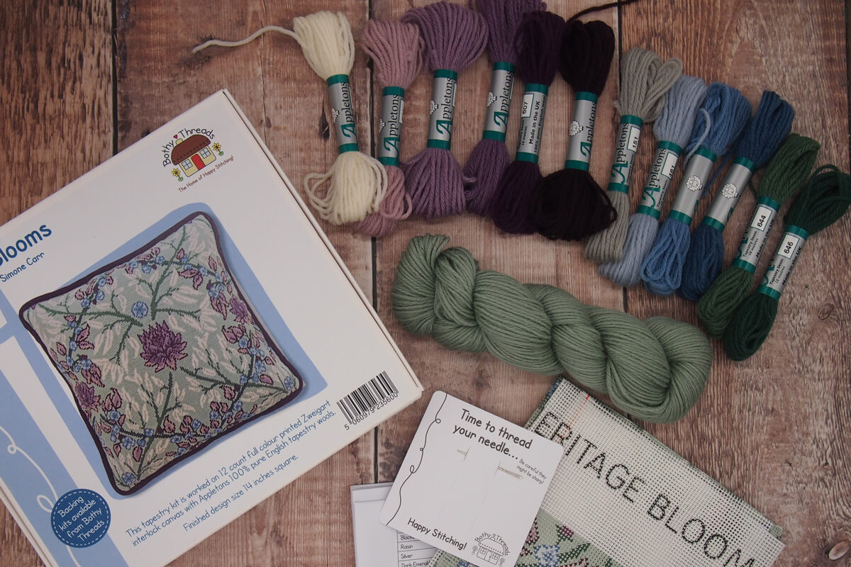 Bothy Threads Heritage Bloom Tapestry kit pattern designed by SIMONE CARR, agent Rafale Design
