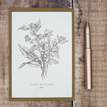 May Birth Flower Card. May birth Flower Lily of the Valley and Hawthorn