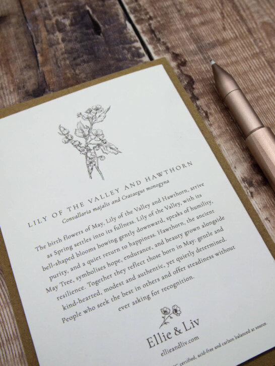May Birth Flower Card with Lily of the Valley and Hawthorn