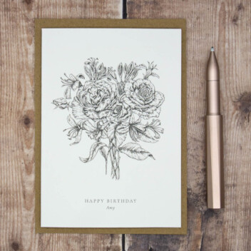 June Birth Flower Card, Rose and Honeysuckle